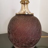Lampe à poser en verre et abat jour en fleurs séchées