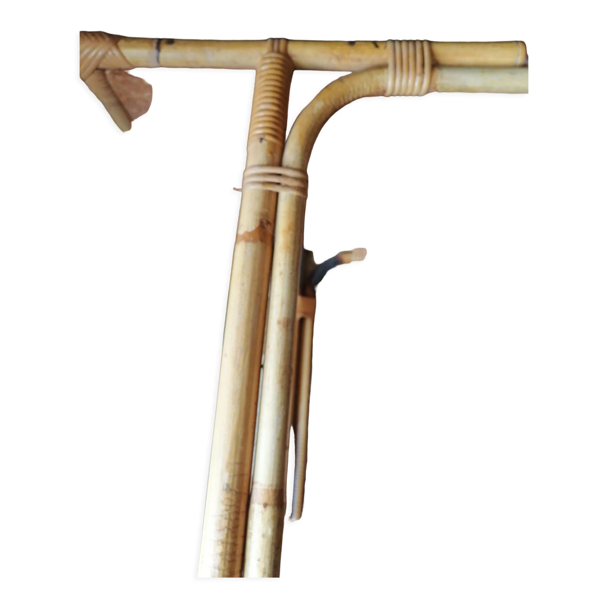 Coffee table bamboo rattan ceramic decollee 1960 70