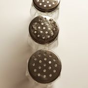 3 crystal and metal salt shakers
