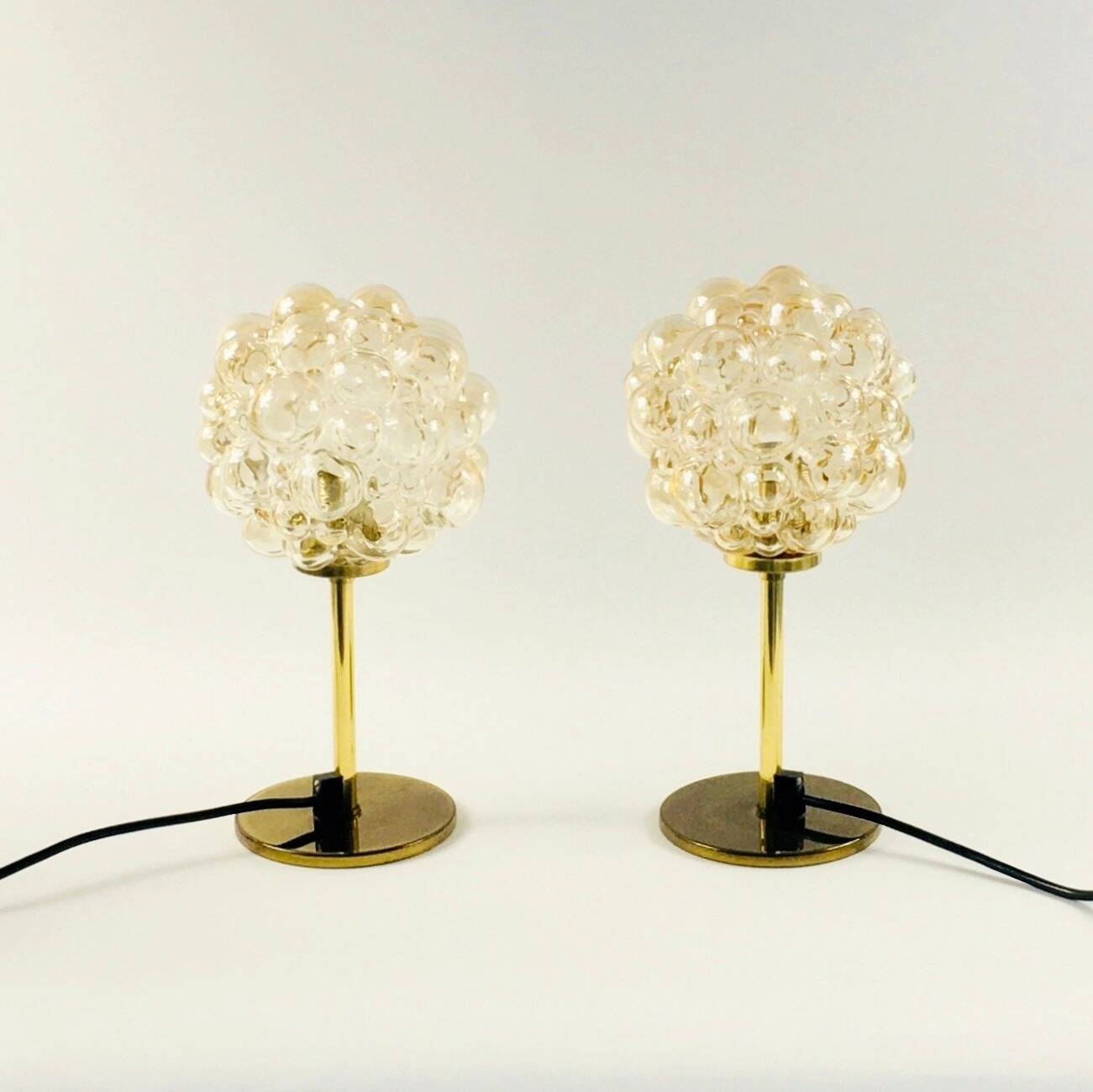 Pair of Mid-Century Bubble Glass Table Lamps by Helena Tynell, Germany, 1960s