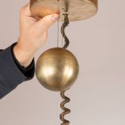 Large pendant light, adjustable in height, in glass and brass, Orion model by Schwarz and Staff Leucht