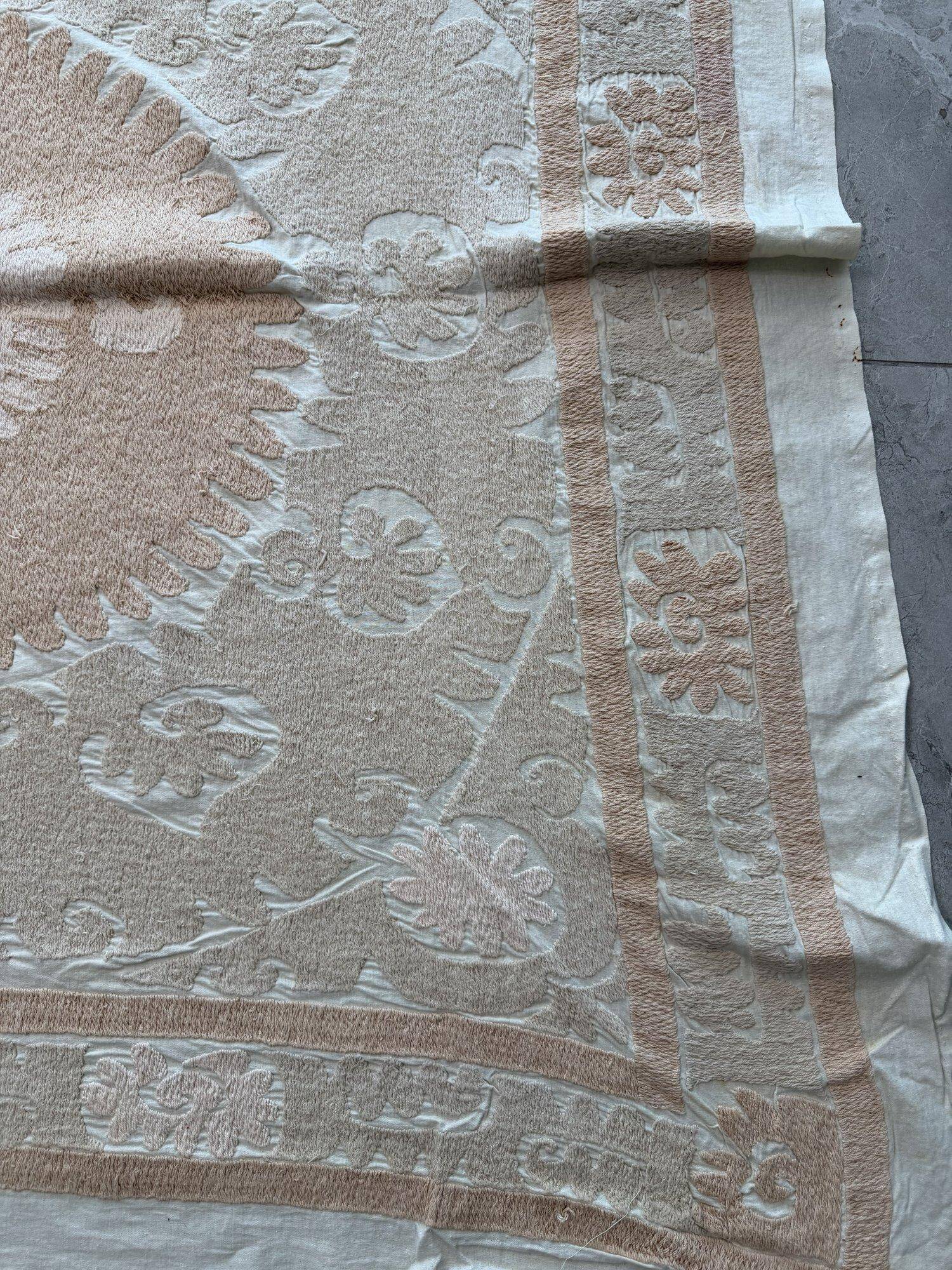 Vintage hand-embroidered tablecloth 131x133 cm