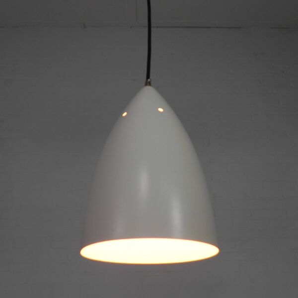 Vintage hanging lamp, aluminum shade, with new wire