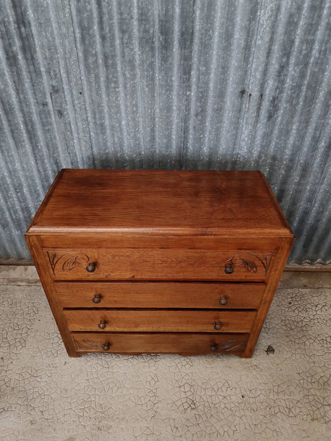 Commode en bois massif vintage style art déco
