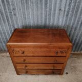 Vintage art deco style solid wood chest of drawers