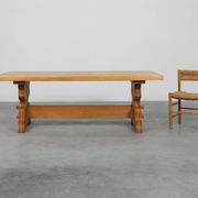 Mid‑20th‑Century Rustic Oak Dining Table, France 1960s
