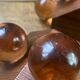Wooden bookends and spherical glass balls