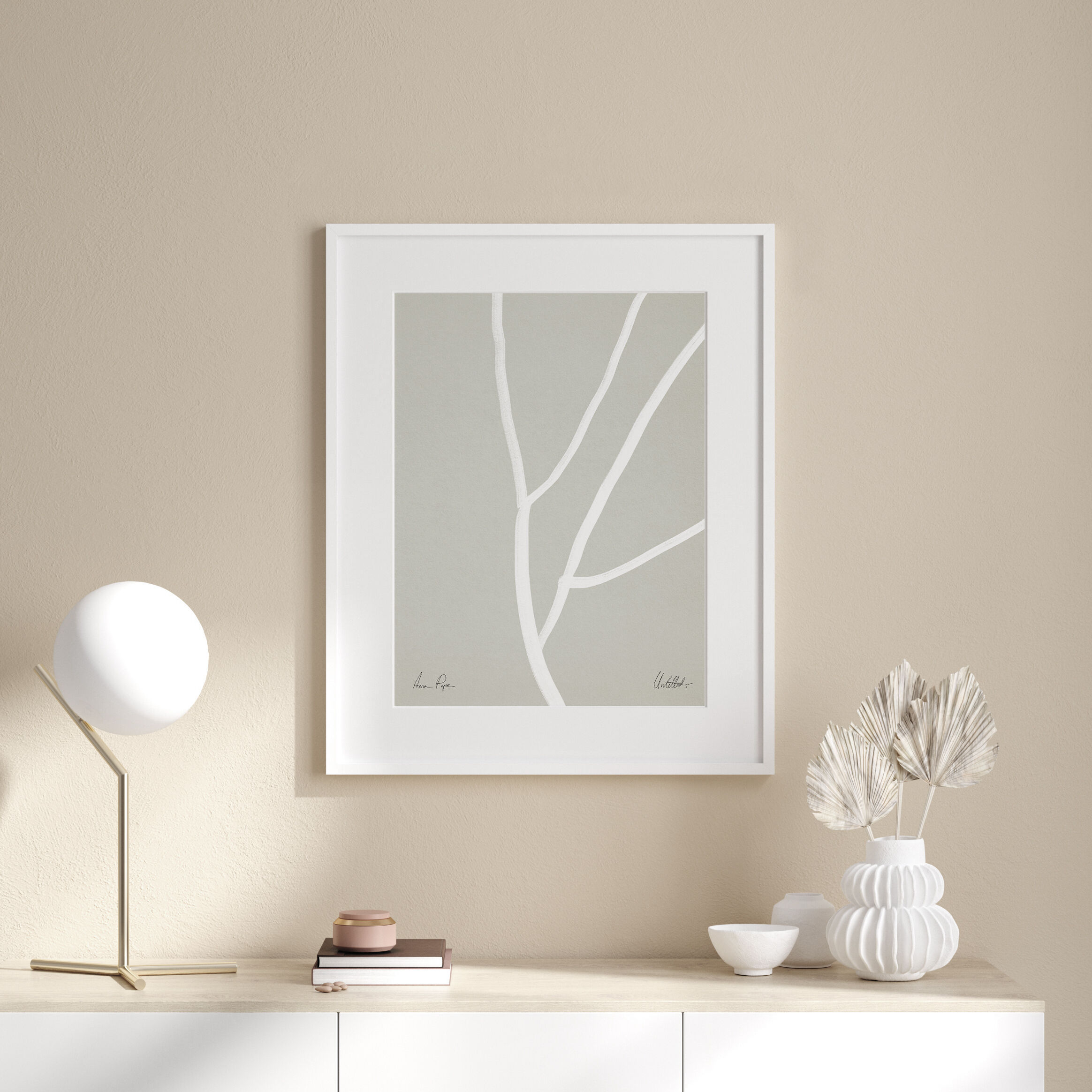 Abstract lines on grey giclee print, 50x70cm