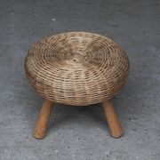 Wicker tripod stool by Tony Paul, 1950s, USA
