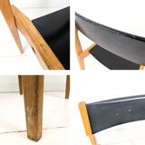 Chaise empilable vintage design danois en bois noir style scandinave Mid-Ce