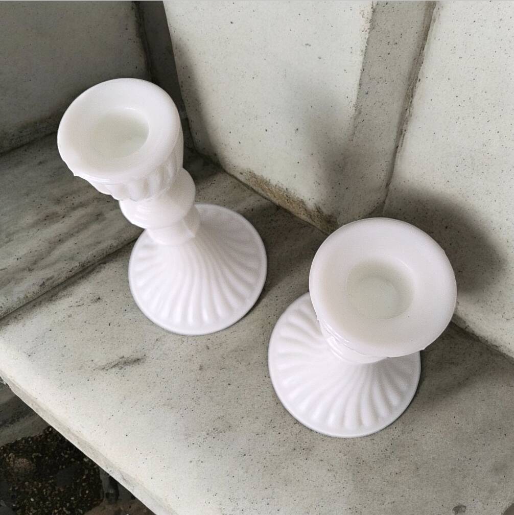 Pair of opaline candlesticks