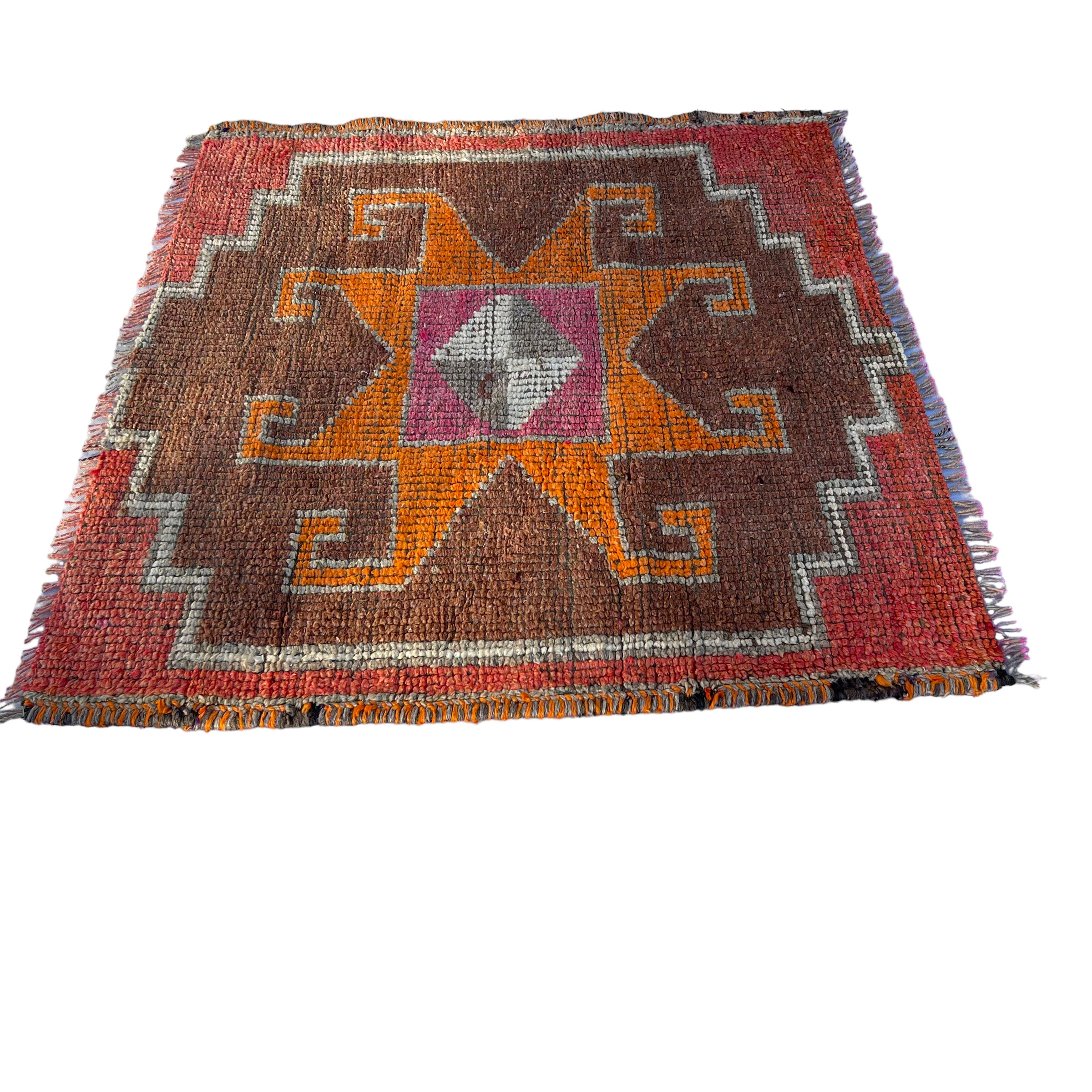 Tapis herki kurde vintage, 100 x 100 cm