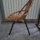 Fauteuil enfant en rotin et base métal