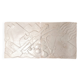 Set of 2 signed ceramic panels, still life, 1950