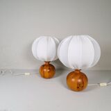 Sculptural modern table lamps from the mid-century in solid pine, Fagerhults Sweden, 1970.