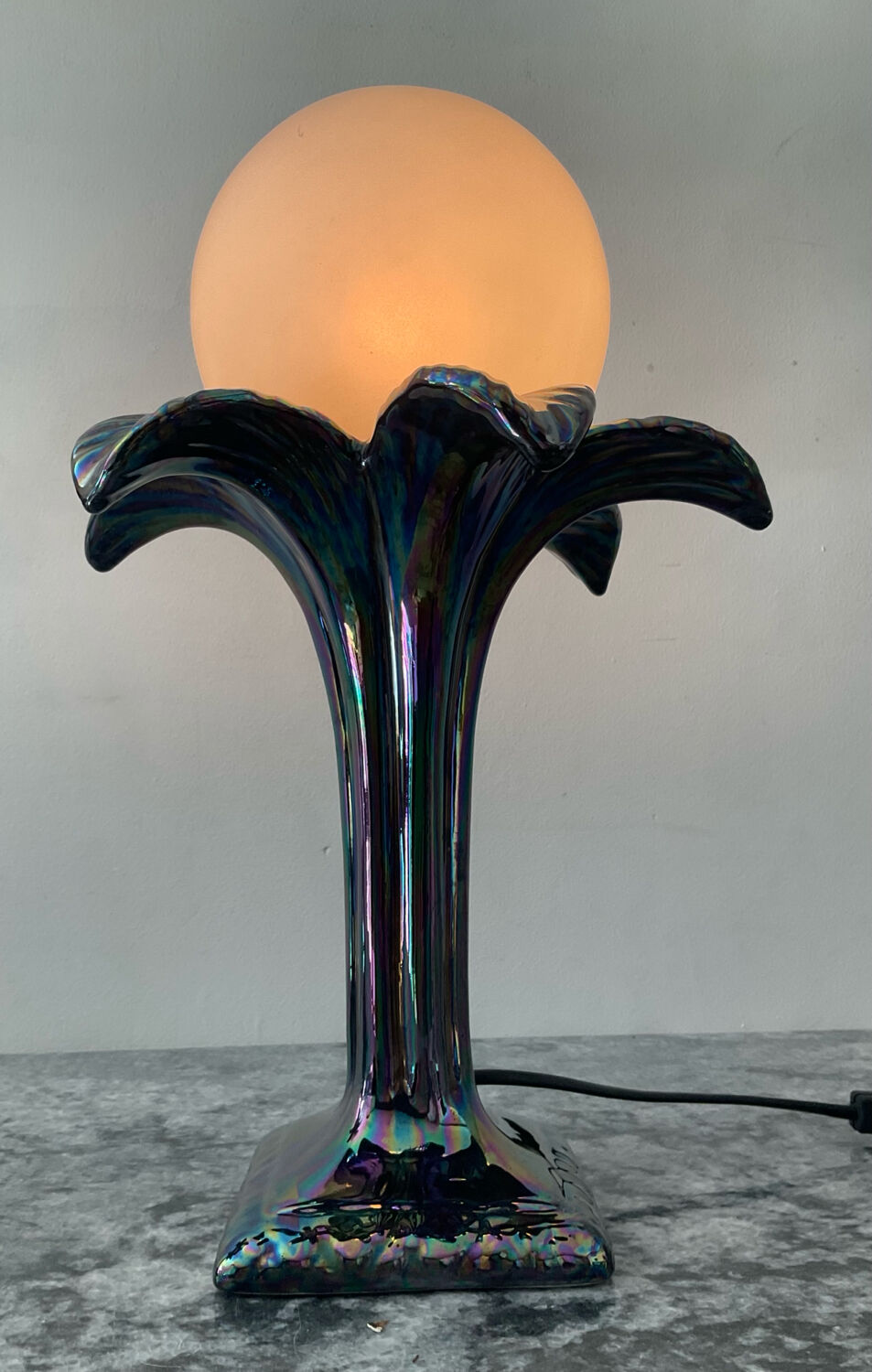 Pair of palm tree lamps in Italian ceramic from the 1970s.