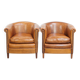 Ensemble de 2 fauteuils club en cuir de mouton
