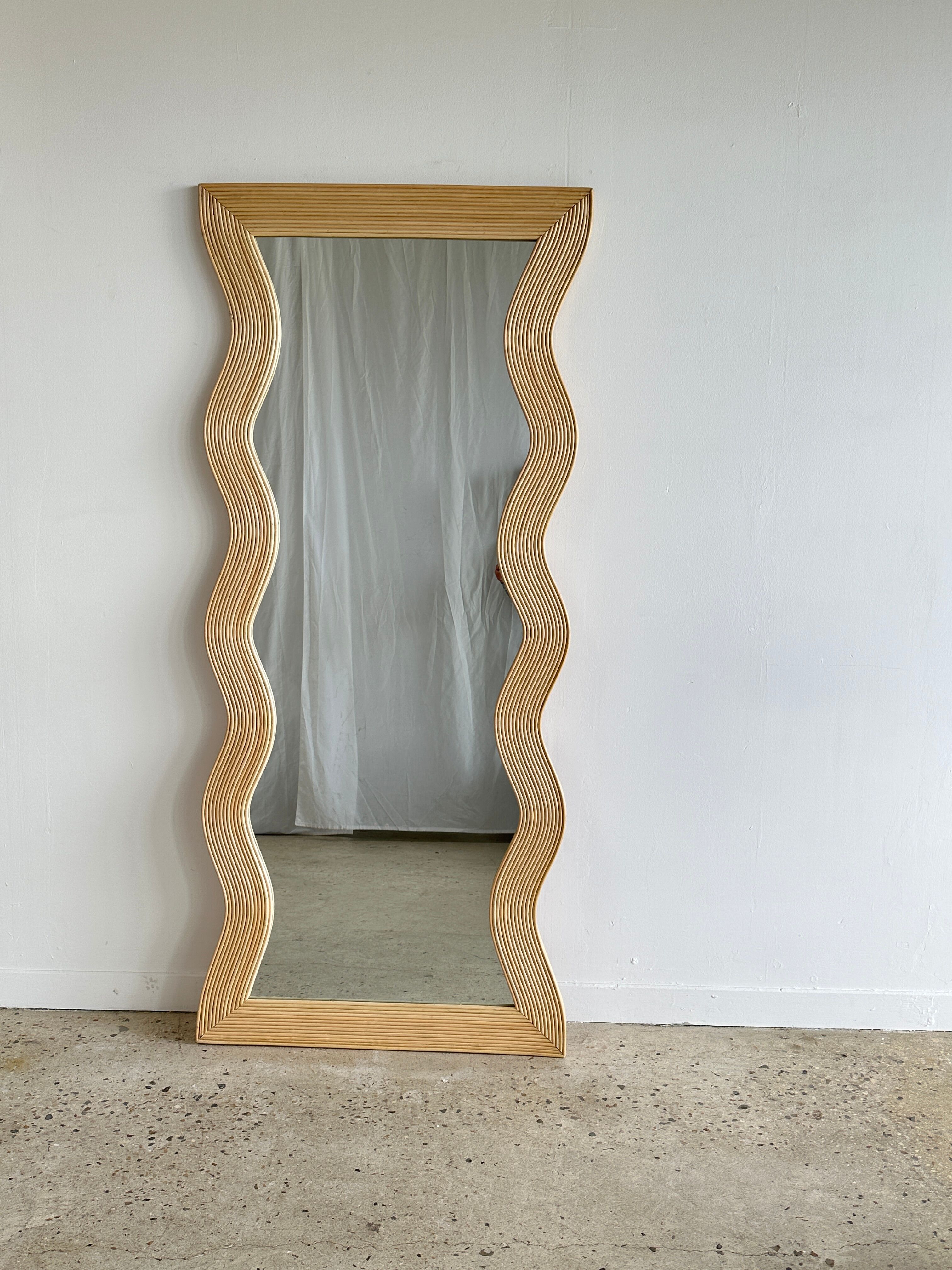 Zigzag rattan foot mirror H:182cm