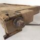 Wooden industrial workbench with vice, 194 cm long, 1930s.