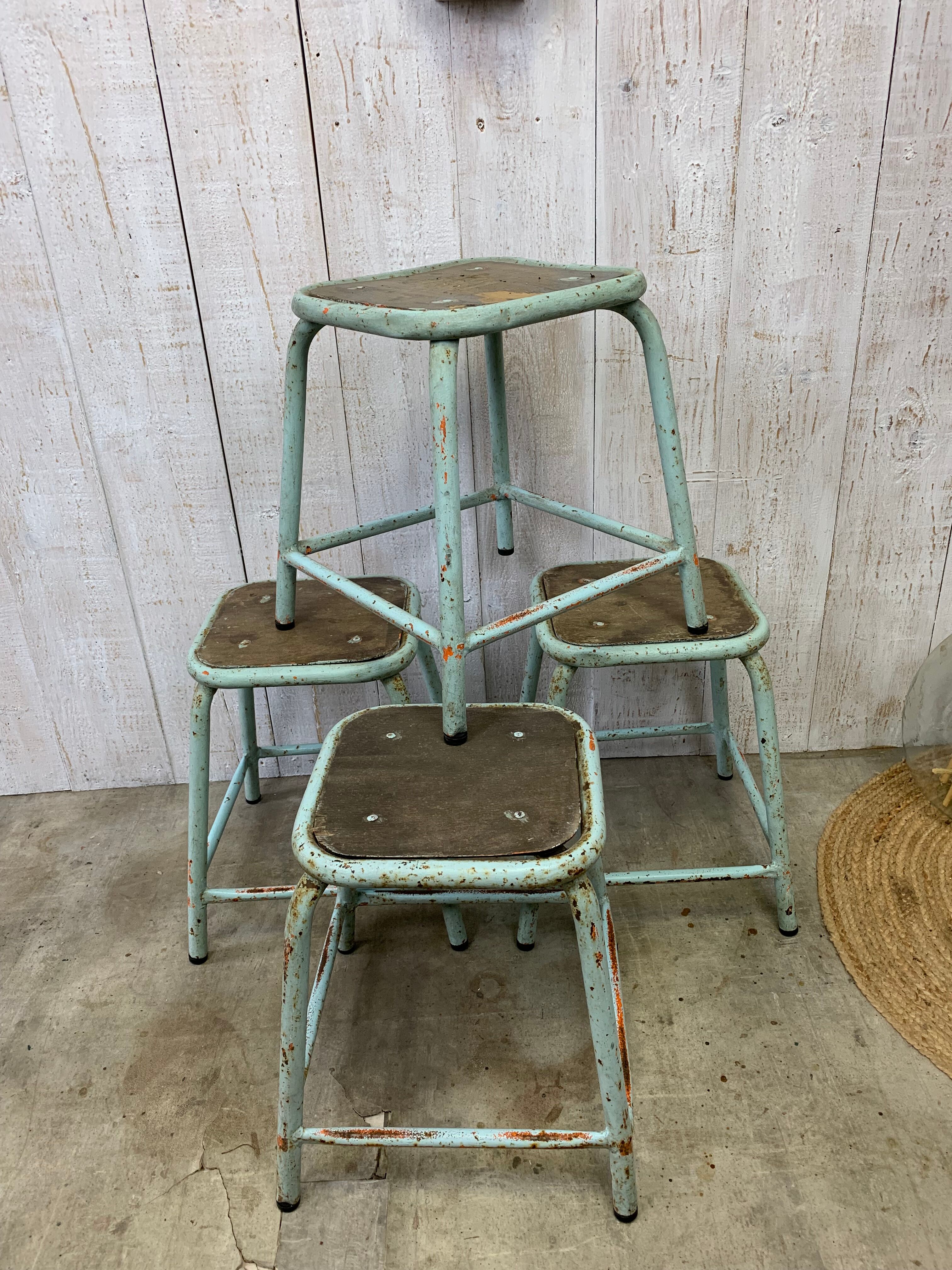 Series of 4 vintage stools