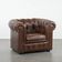 Brown cowhide leather Chesterfield club armchair in English style
