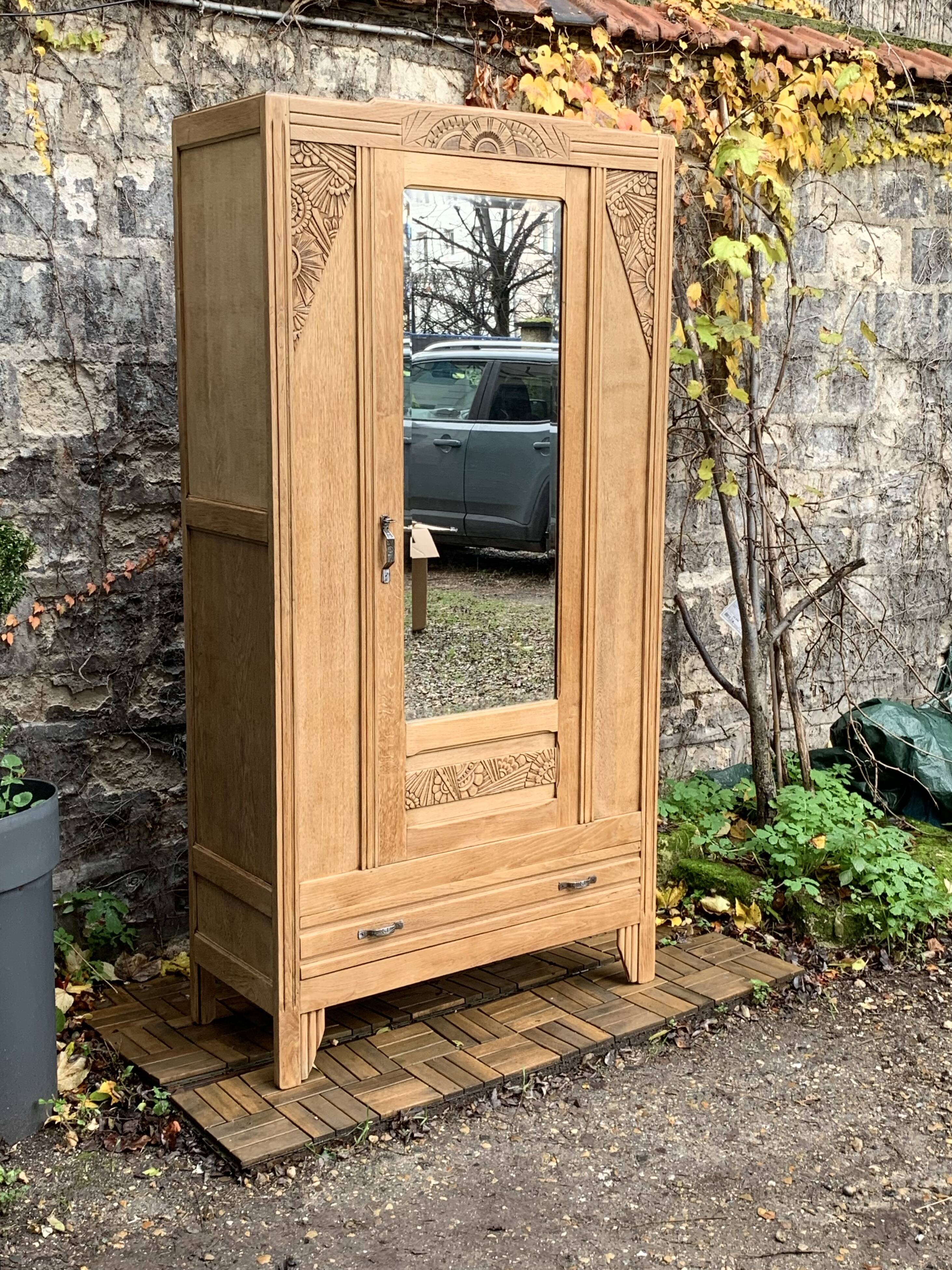 Parisian art deco cabinet in raw wood 1930