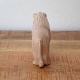 Figurine de lion vintage en stéatite, statue de gros chat sculptée à la main, pierre beige