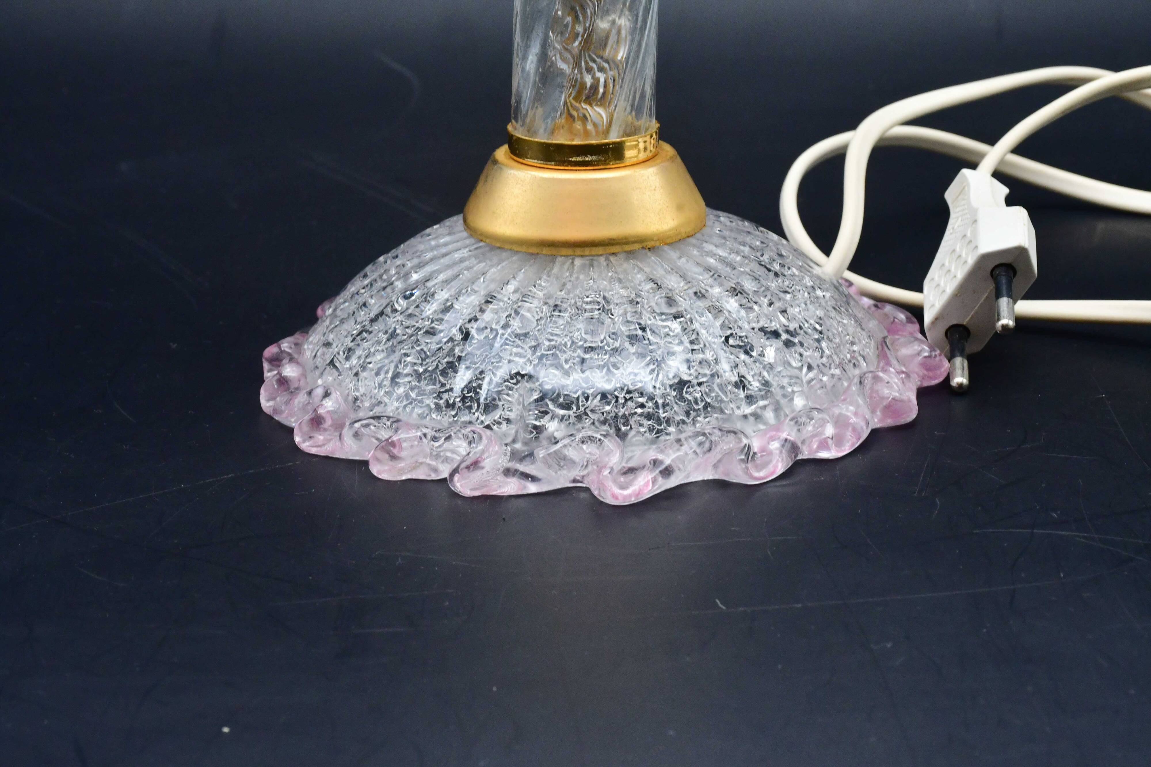 Pink Murano glass vintage table lamp, 1980s