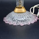 Pink Murano glass vintage table lamp, 1980s