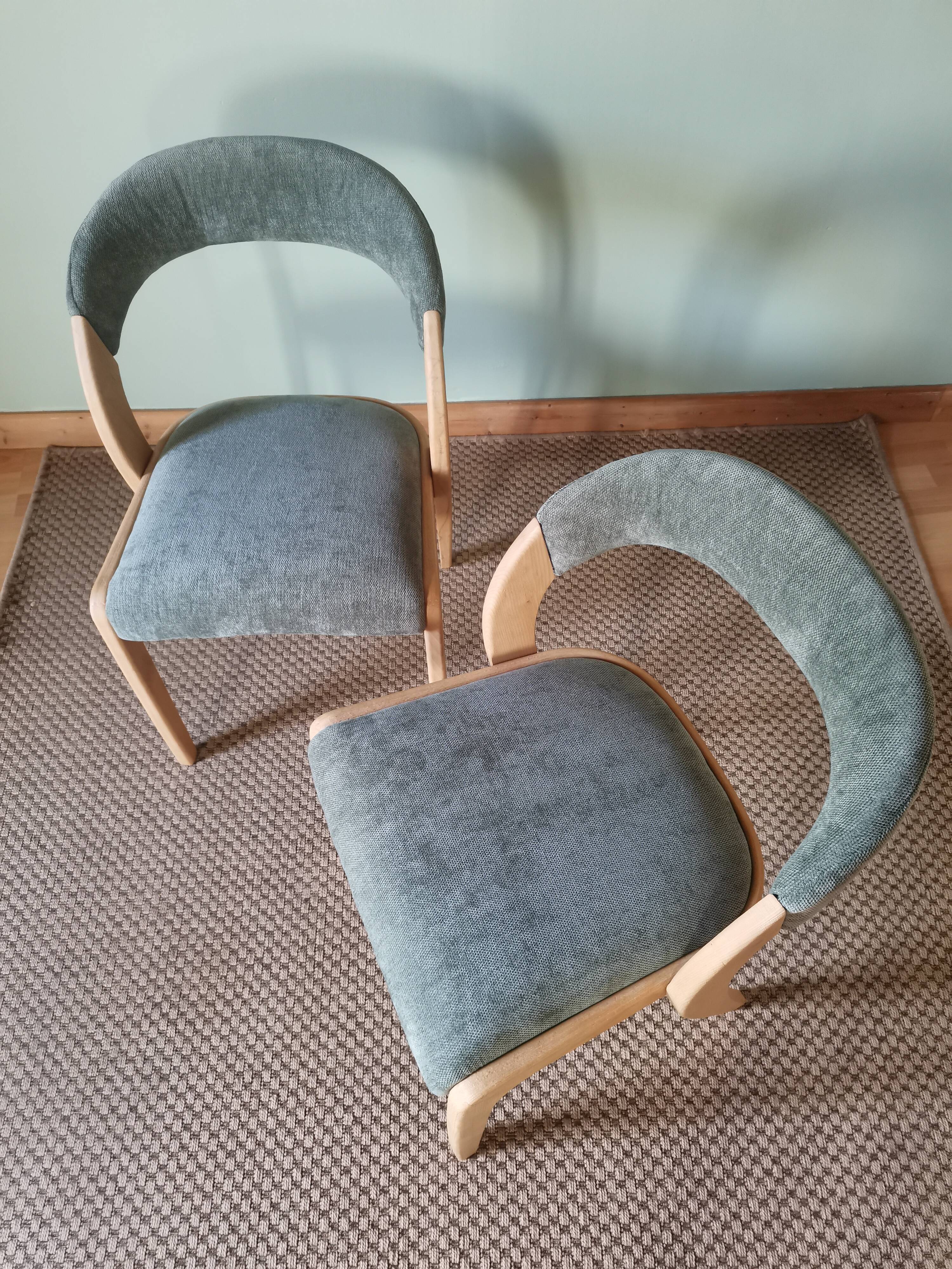 Baumann aqua green gondola chairs
