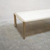 Vintage coffee table in travertine and brass