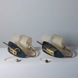 Pair of vintage wall lamps from the 1950s in brass.