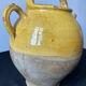 Cruche gargoulette chevrette en terre cuite jaune vernissé XIX eme siècle