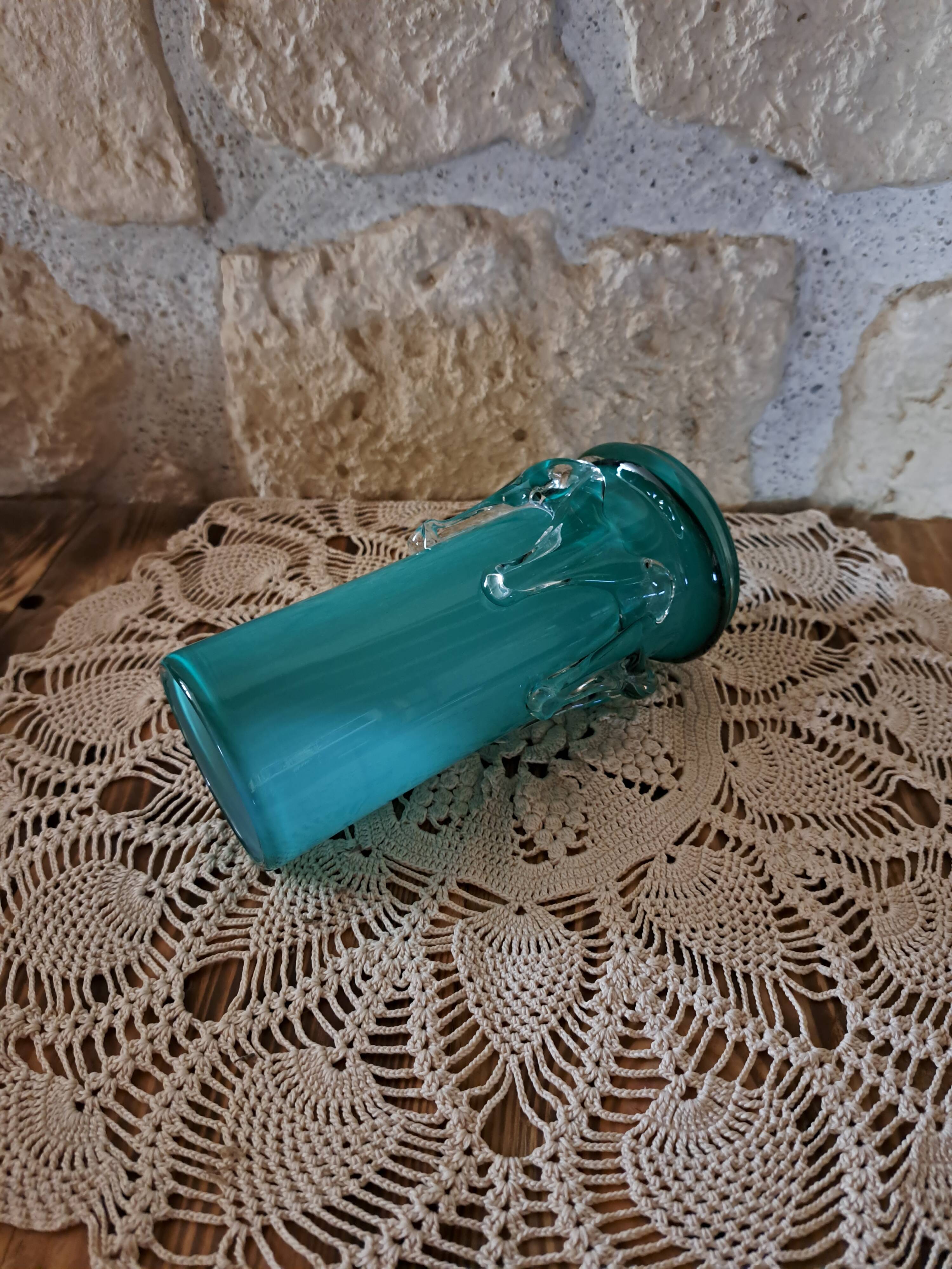 Vase en verre soufflé d'art polonais, Cracovie