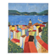 Oil painting - Colourful view of the rooftops of the village of Saint-Tropez