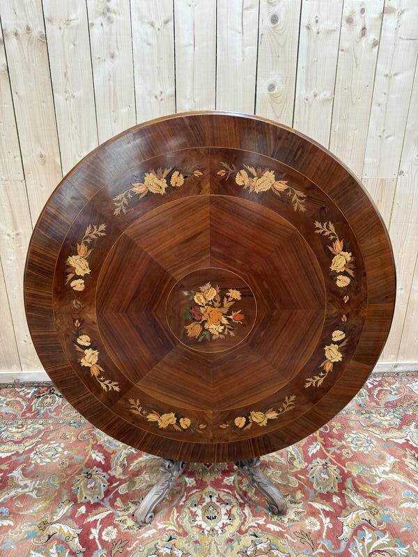 Table à manger - Guéridon basculant en marqueterie de style Napoléon III