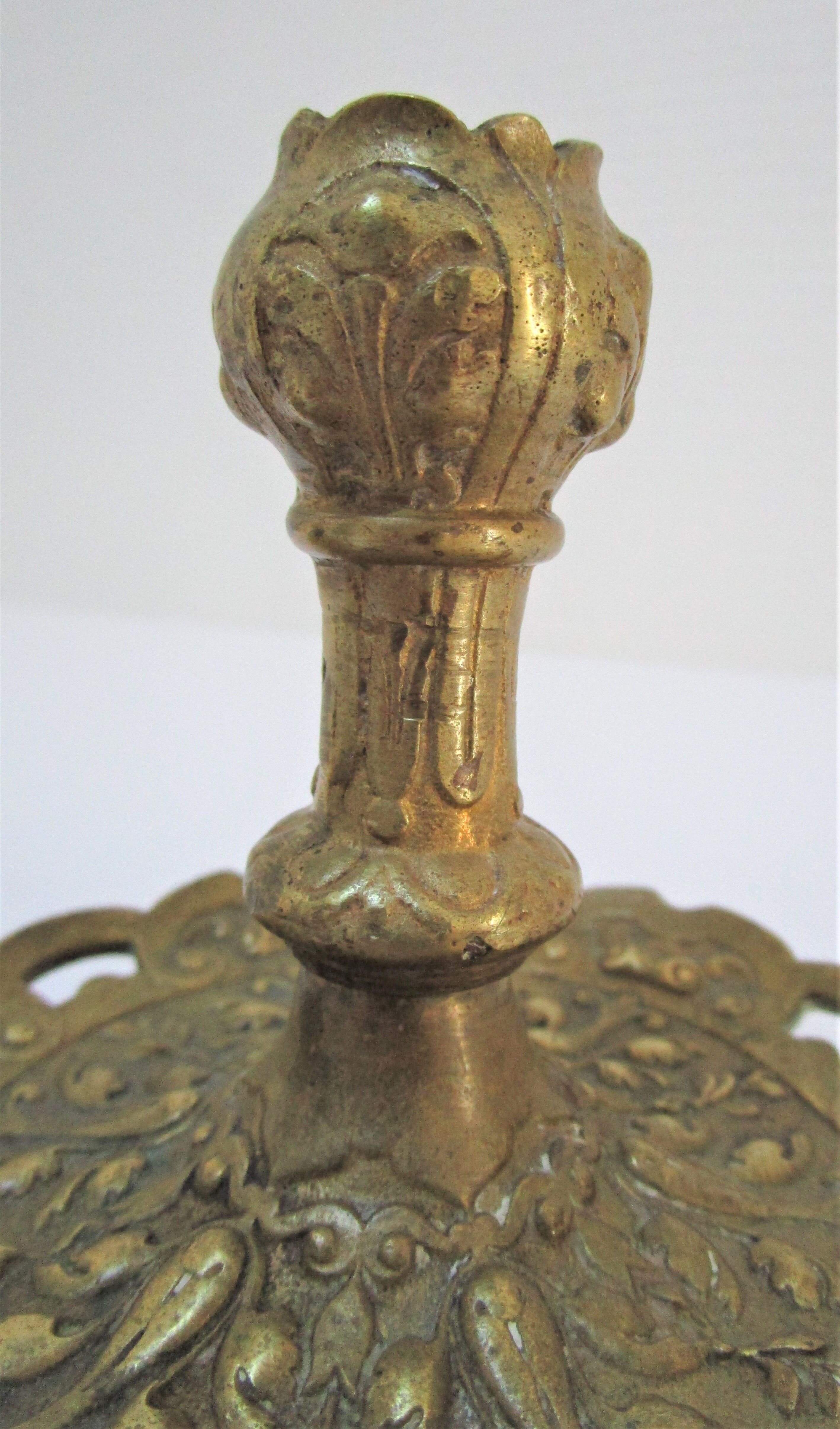 Pair of candle holders gilded bronze patinated vegetal decoration early twentieth century