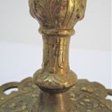 Pair of candle holders gilded bronze patinated vegetal decoration early twentieth century