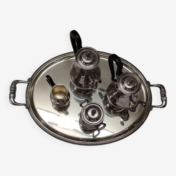 service à thé et à café 5 pièces en métal argenté Gallia pour Christofle modèle "Malmaison"