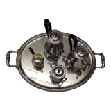 tea and coffee set 5 pieces in silver metal Gallia for Christofle model "Malmaison"