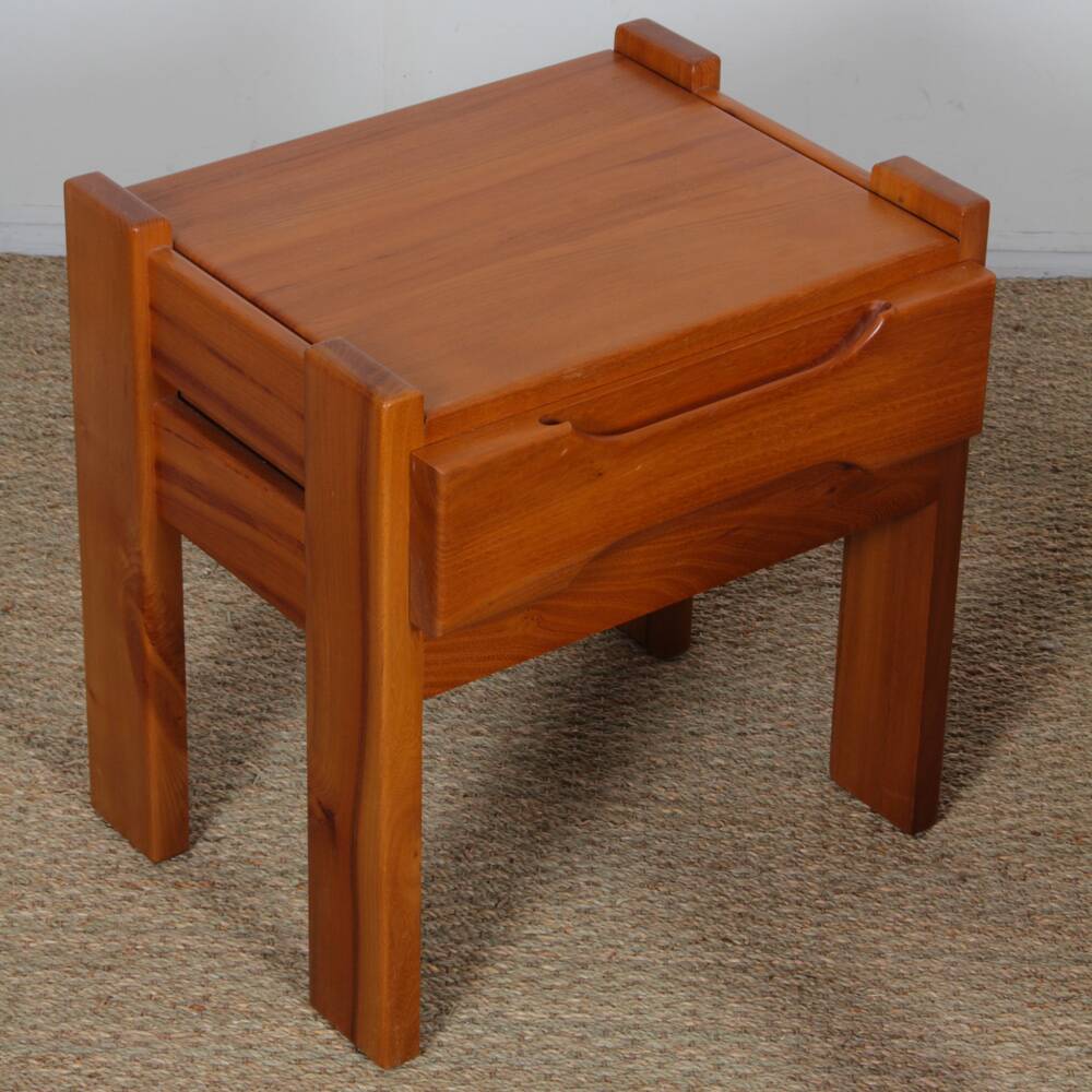 Pair of elm bedside tables for Maison Regain, 1970