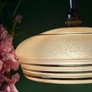 Suspension vintage lampshade in frosted yellow and gold glass