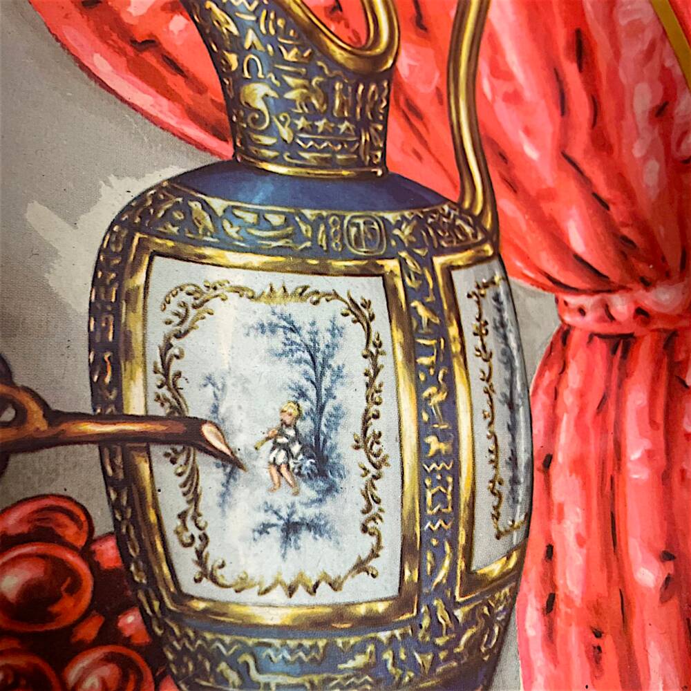 Large  enamel tin tray still life fruit Daher
