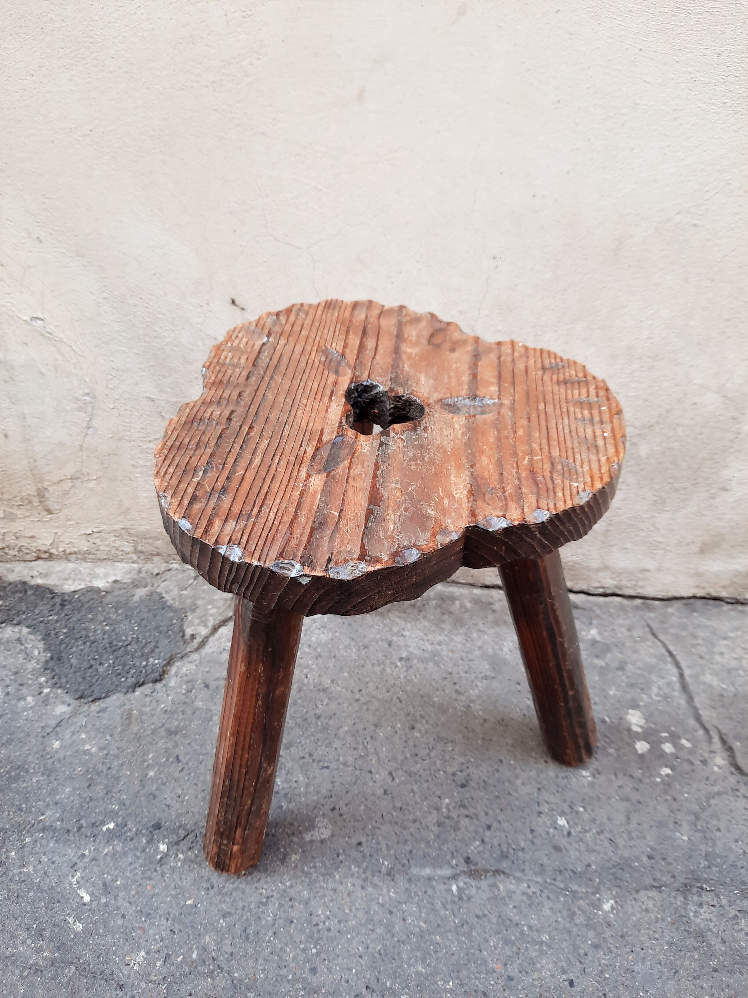 Wooden tripod stool