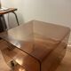 Smoked plexiglass side table/occasional table by designer Michel Dumas.