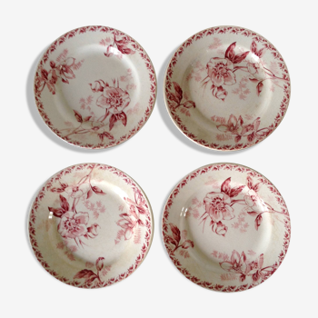 Set of 4 old French faience plates