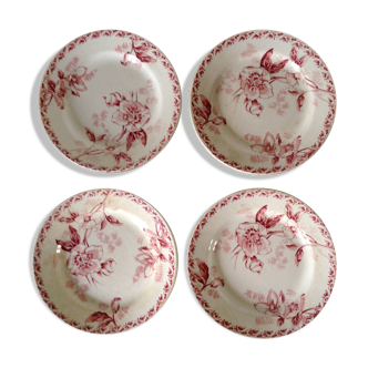 Set of 4 old French faience plates