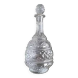 Round molded glass carafe with stopper
