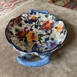 Melonnière dish in earthenware stamped Gien with blue handles and peonies TB Condition