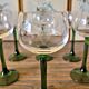 6 verres à vin d'Alsace au décor gravé (raisin), pied vert